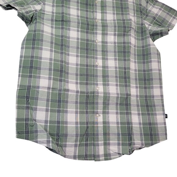 GAP Men's Green Plaid Short Sleeve Button-Up Poplin Cotton Shirt Small New - Picture 5 of 12
